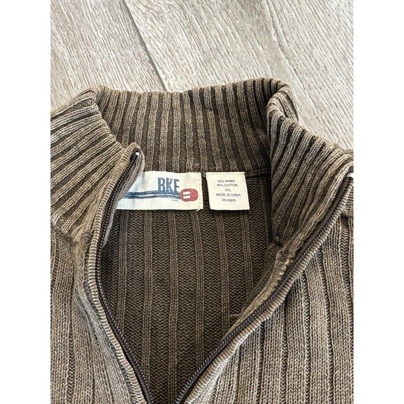 Buckle BKE Mens XXL 2XL Half Zip Pullover Patched Distressed Sweater Brown - Picture 4 of 8